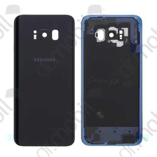 Akkufedél  Samsung Galaxy S8 Plus (SM-G955) hátlap + kamera plexi fekete ragasztóval
